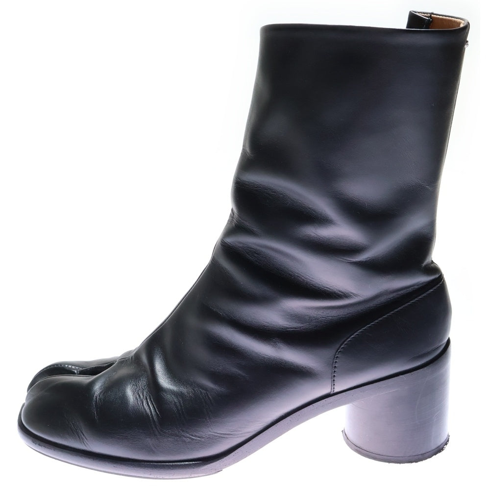 Maison Margiela(メゾンマルジェラ) Tabi タビ レザー ヒール ハイカット ショートブーツ ブラック S57WU0132