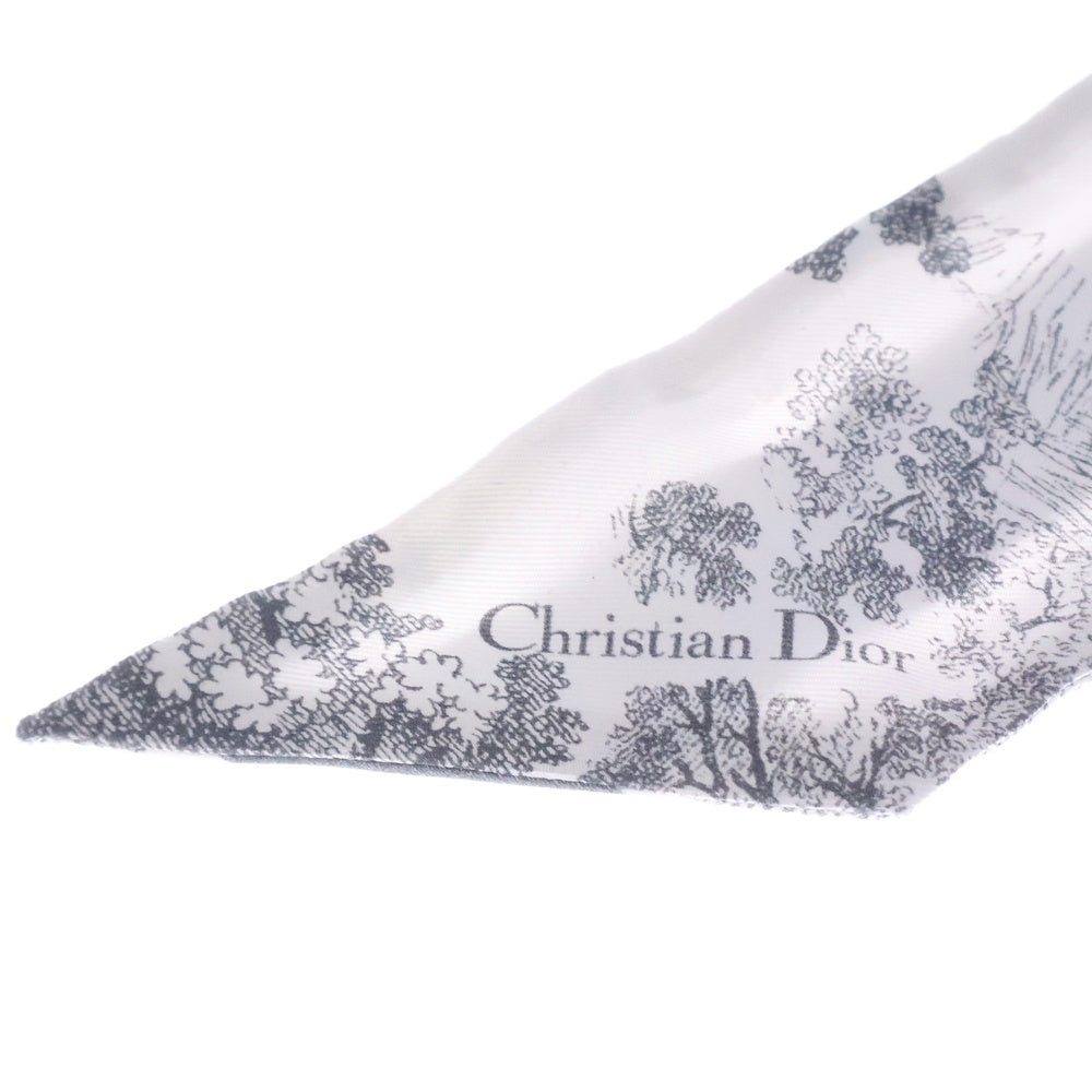 Christian Dior(クリスチャンディオール) ミッツァ ロゴ ツイリー グレー トワル ドゥ ジュイ シルク スカーフ レディース