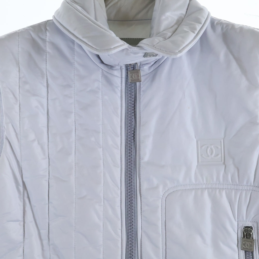 CHANEL(シャネル) 04AW ココマーク エンボスロゴ ジップアップ ノースリーブ ダウンベスト グレー レディース P24096V15285