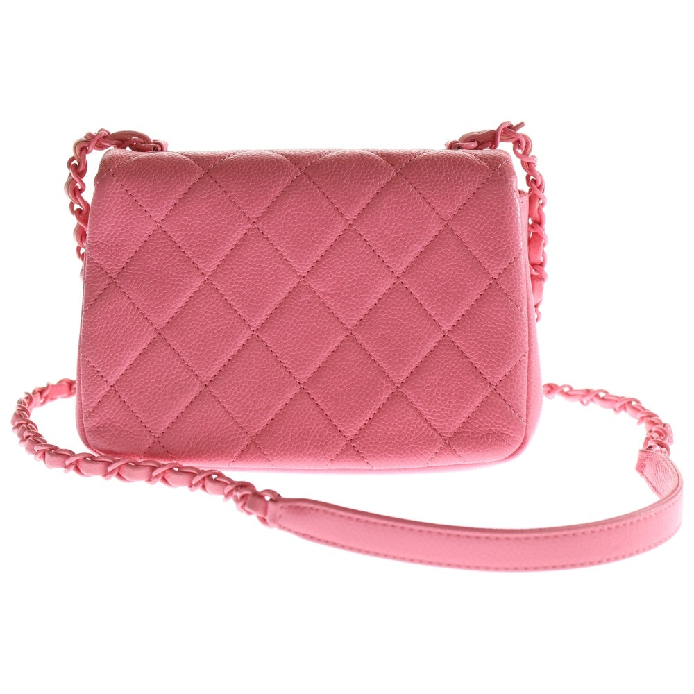 CHANEL(シャネル) ミニマトラッセ シングルフラップ シングルチェーン ショルダーバッグ ピンク キャビアスキン AS1784 レディース