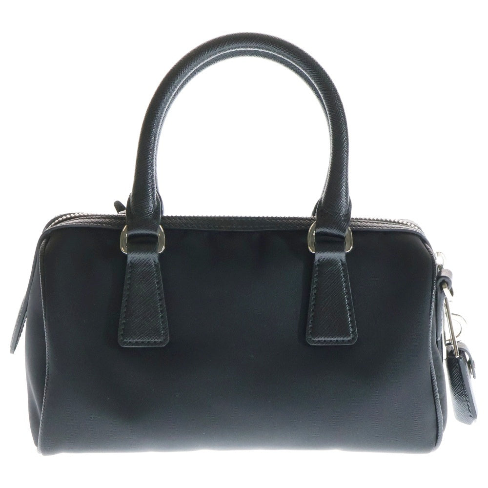 PRADA(プラダ) テスート 2WAYハンドバッグ ショルダーバッグ ミニバッグ ブラック レザー×パテント 1BB846 シルバー金具 レディース