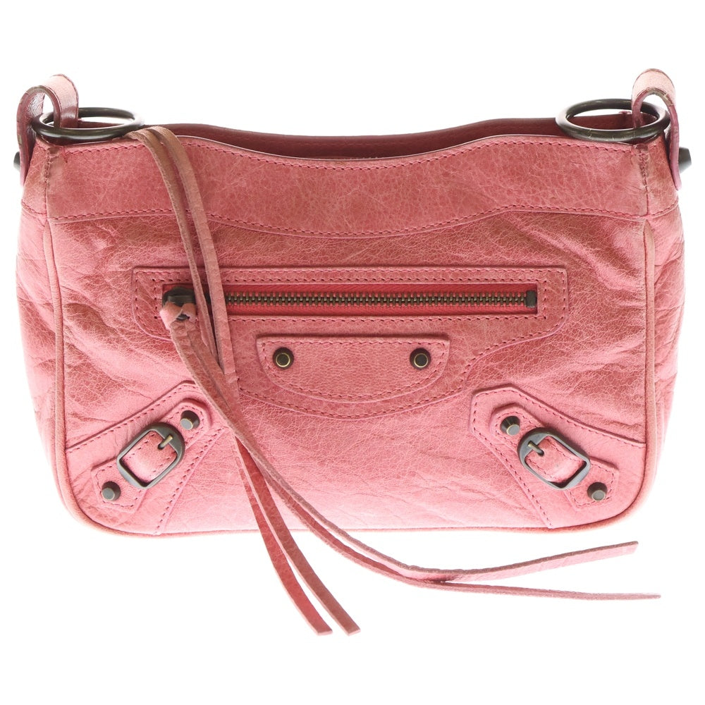 BALENCIAGA(バレンシアガ) ザ シティ ポーチ クラッチバッグ セカンドバッグ ケース ピンク レザー ブラウン金具 レディース