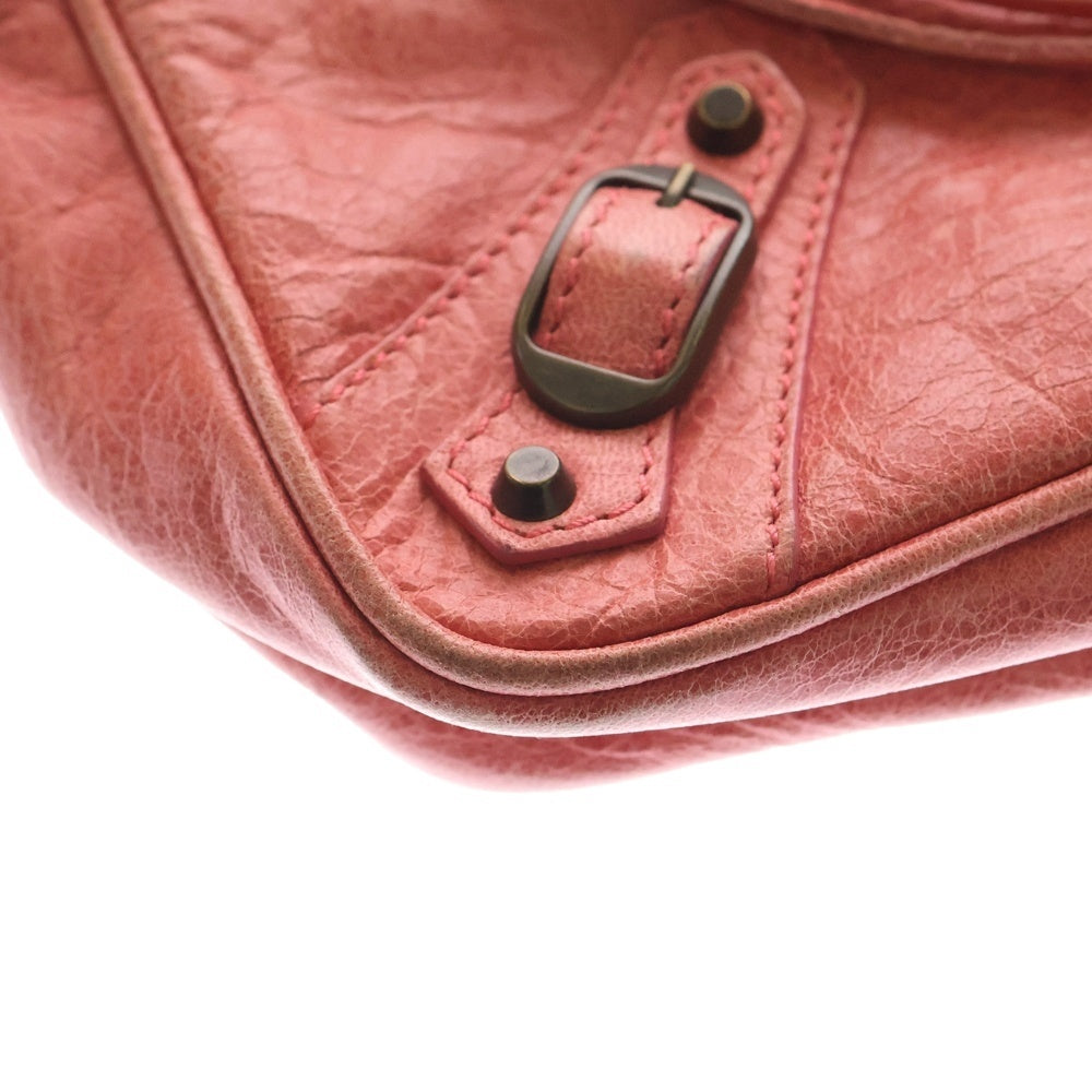 BALENCIAGA(バレンシアガ) ザ シティ ポーチ クラッチバッグ セカンドバッグ ケース ピンク レザー ブラウン金具 レディース