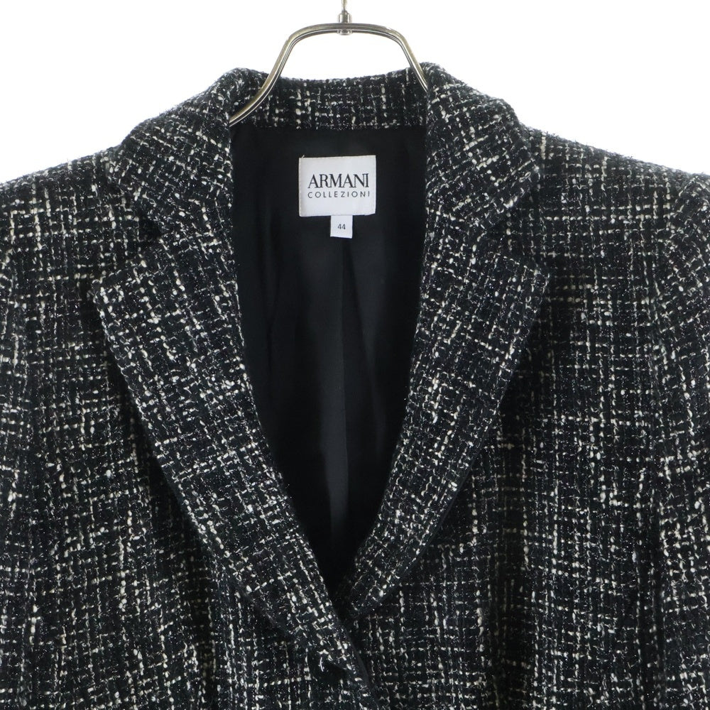 ARMANI COLLEZIONI(アルマーニ コレツィオーニ) ウール ラメ ツイード 3B テーラードジャケット ブラック KMG42T KM171 レディース