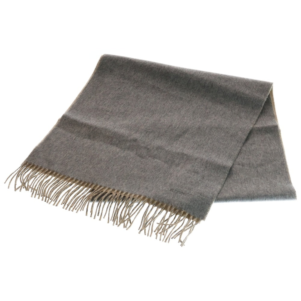 HERMES(エルメス) マフラー フリンジ グレー×ベージュ カシミヤ レディース