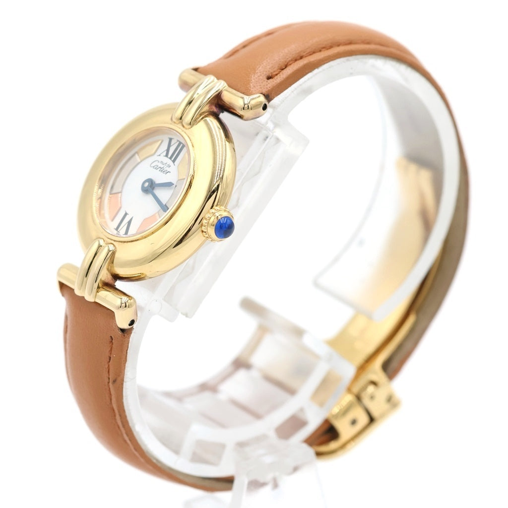 Cartier(カルティエ) マストコリゼ ヴェルメイユ SM GP×革/QZ クォーツ クオーツ 腕時計 W1006654 白文字盤 レディース