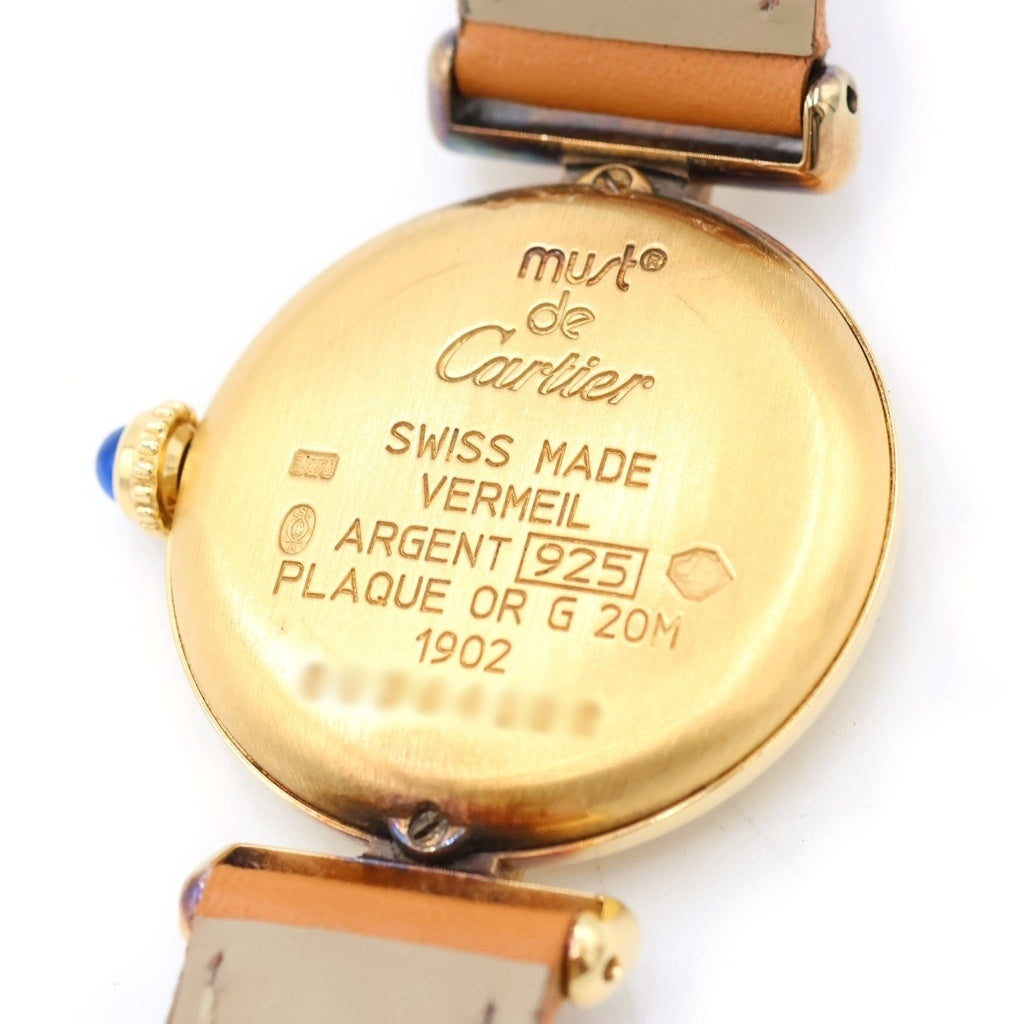 Cartier(カルティエ) マストコリゼ ヴェルメイユ SM GP×革/QZ クォーツ クオーツ 腕時計 W1006654 白文字盤 レディース