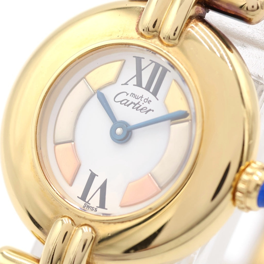 Cartier(カルティエ) マストコリゼ ヴェルメイユ SM GP×革/QZ クォーツ クオーツ 腕時計 W1006654 白文字盤 レディース