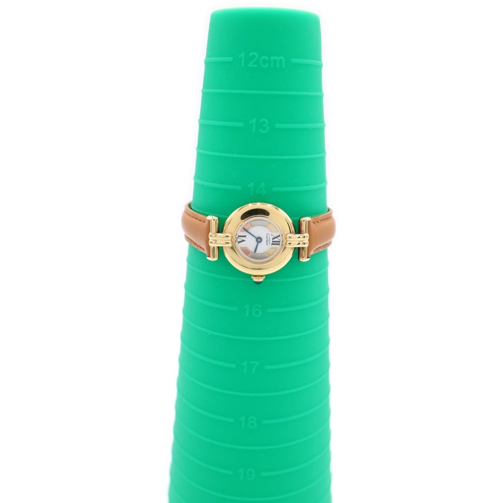 Cartier(カルティエ) マストコリゼ ヴェルメイユ SM GP×革/QZ クォーツ クオーツ 腕時計 W1006654 白文字盤 レディース