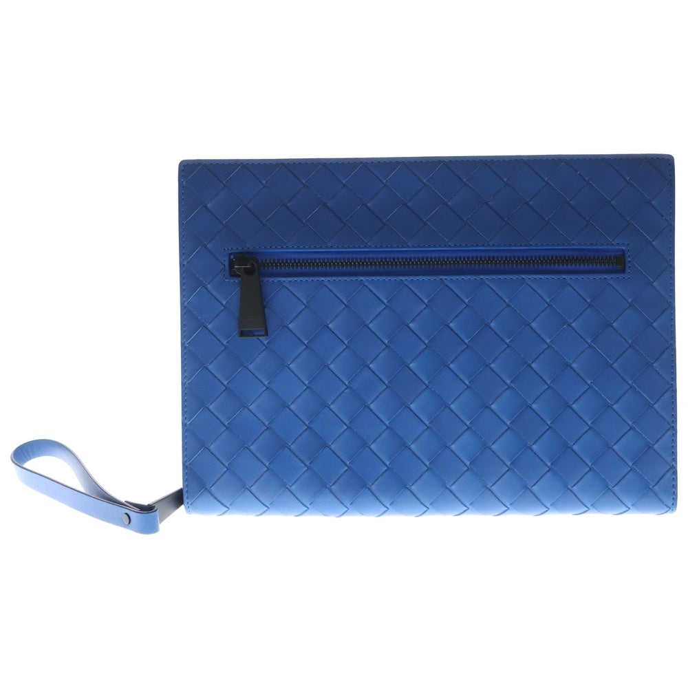 BOTTEGA VENETA(ボッテガヴェネタ) イントレチャート スモール クラッチバッグ セカンドバッグ リストレット ドキュメントケース ブルー レザー レディース