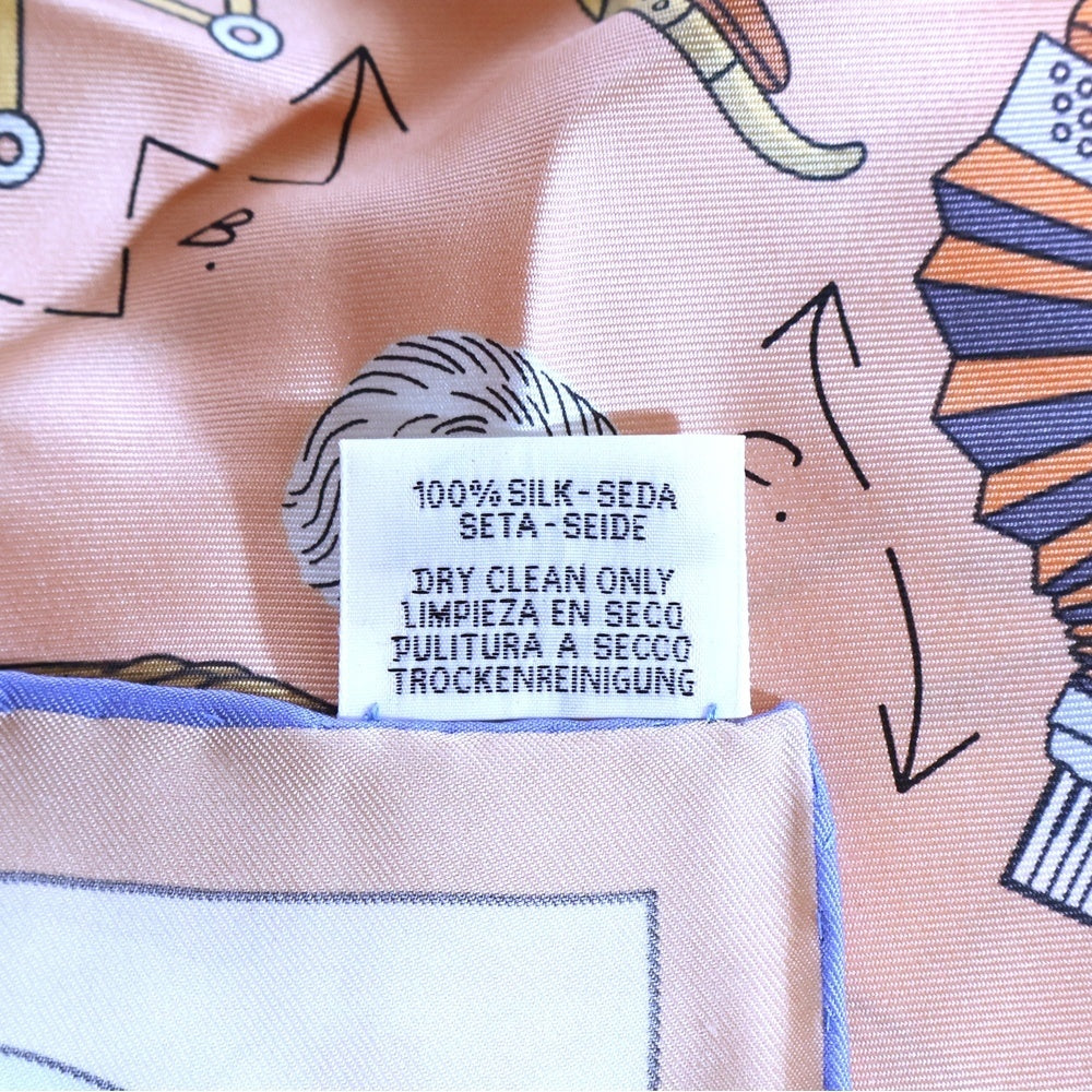 HERMES(エルメス) カレ90 ティー・フォー・トゥ シルクスカーフ サーモンピンク レディース