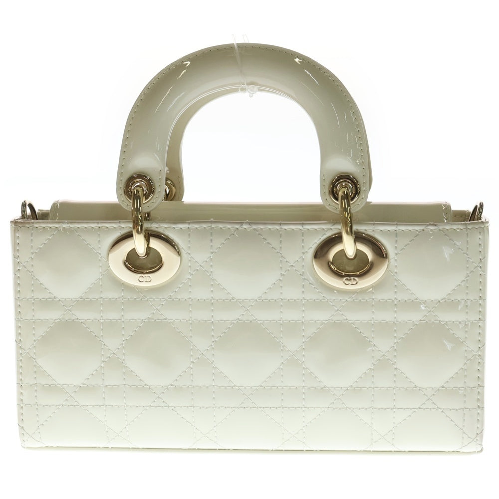 Christian Dior(クリスチャンディオール) Lady D-Joy スモール 2WAYバッグ ハンドバッグ ショルダーバッグ チェーンバッグ アイボリー ホワイト パテント ゴールド金具 レディース