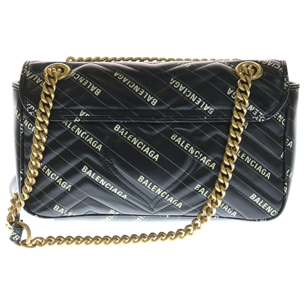 GUCCI(グッチ) GGマーモント バレンシアガコラボ キルティング チェーンバッグ ショルダーバッグ ブラック レザー 443497 ゴールド金具 レディース