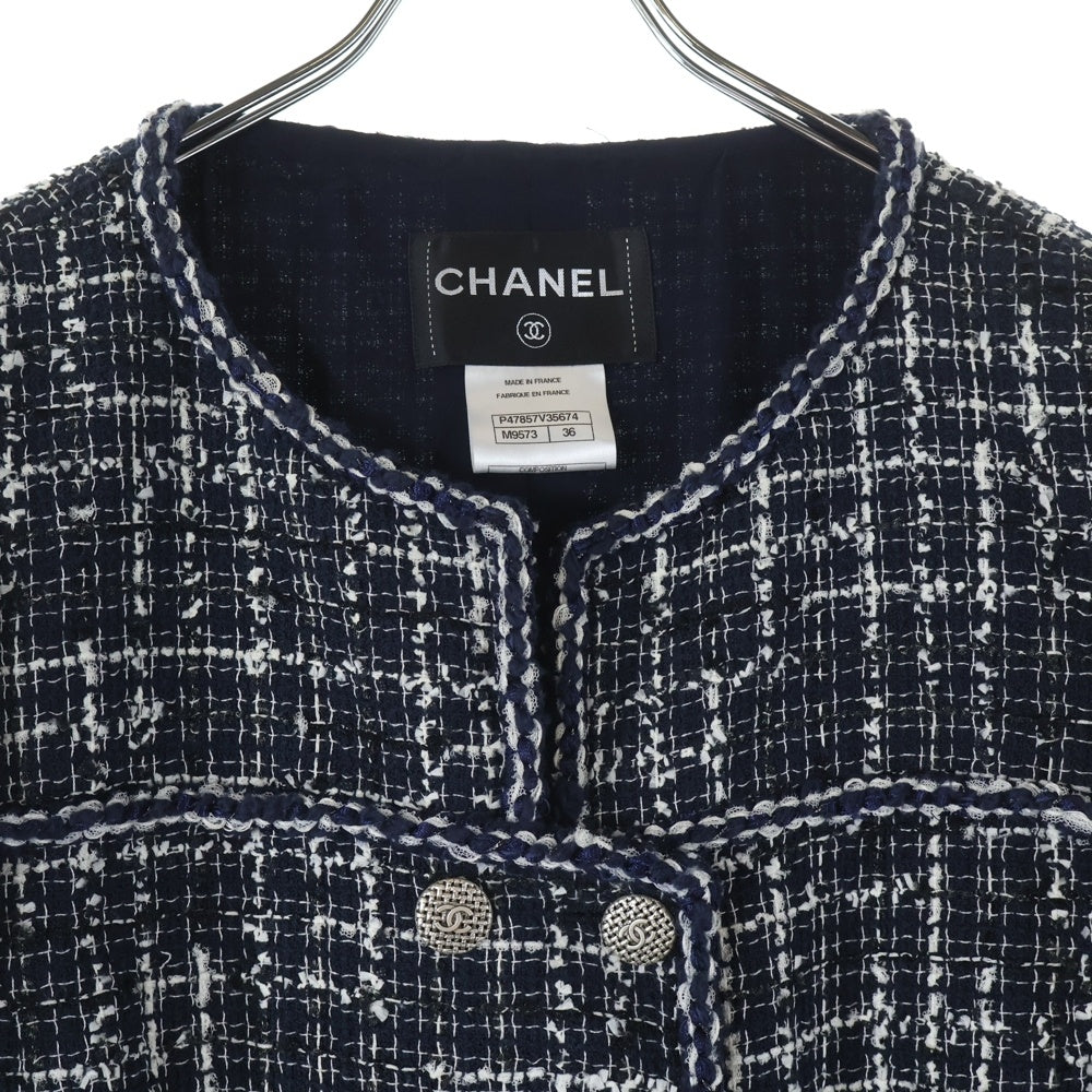 CHANEL(シャネル) ココマークボタン ナイロン混 コットン ツイード