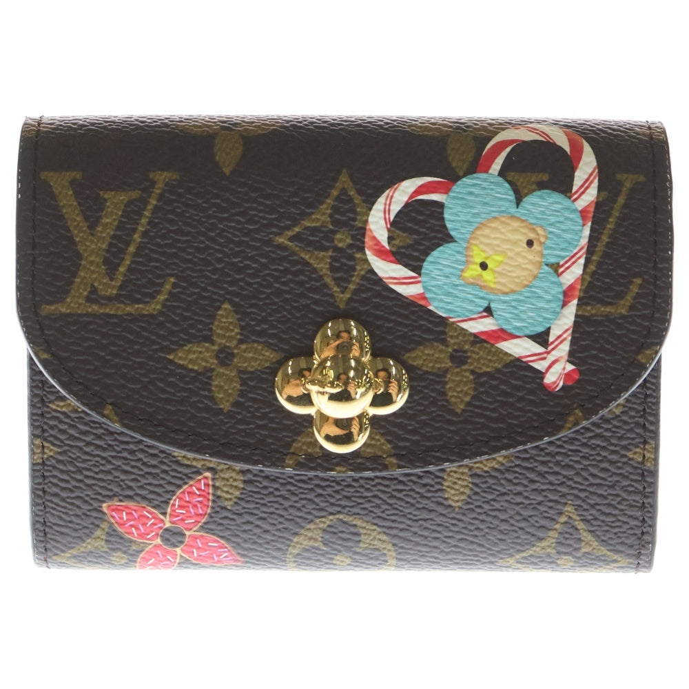 LOUIS VUITTON(ルイヴィトン) モノグラム ヴィヴィエンヌ ポルトモネ ロザリ コンパクトウォレット 三つ折り財布 ブラウン×レッド レザー×PVC M12220 ゴールド金具 レディース
