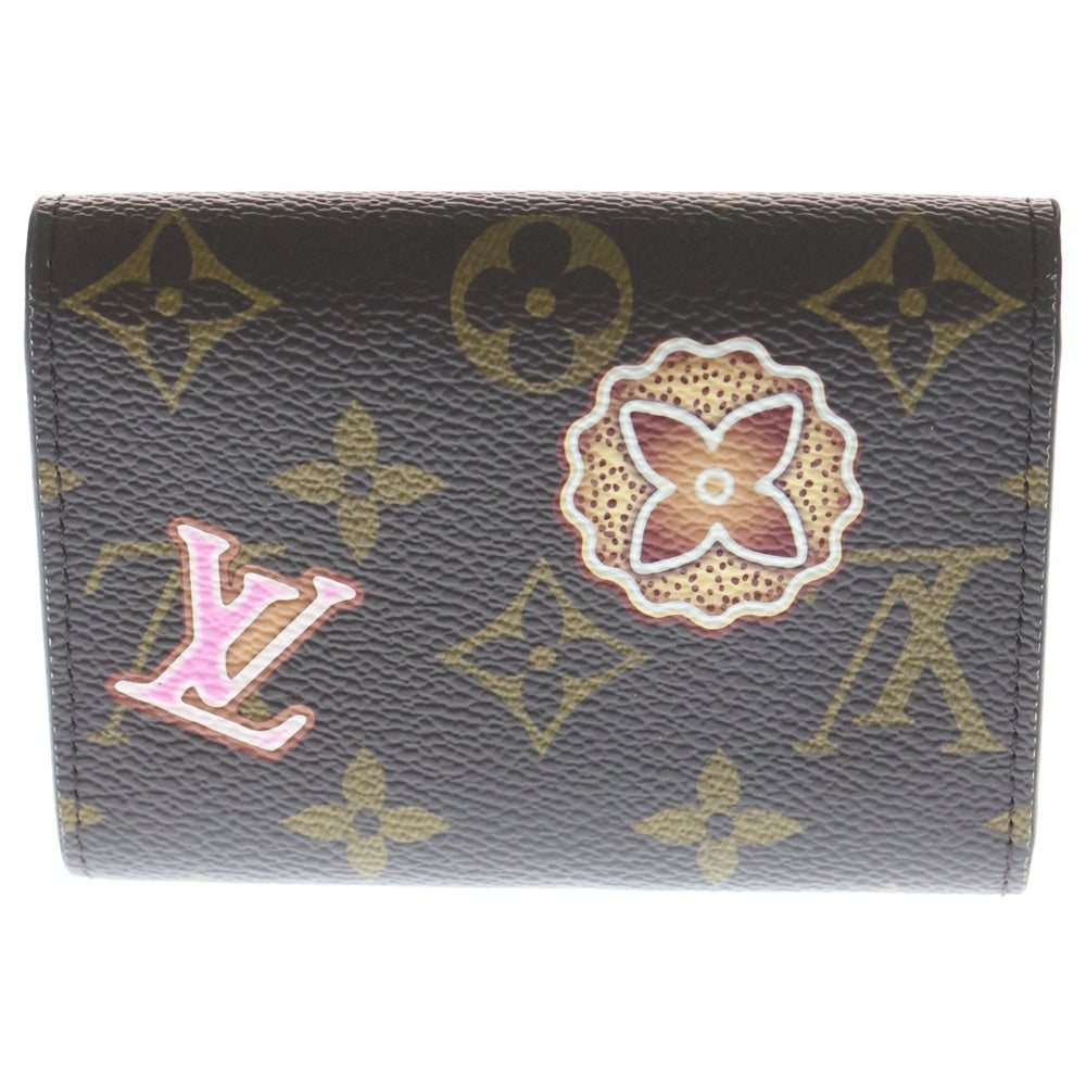 LOUIS VUITTON(ルイヴィトン) モノグラム ヴィヴィエンヌ ポルトモネ ロザリ コンパクトウォレット 三つ折り財布 ブラウン×レッド レザー×PVC M12220 ゴールド金具 レディース