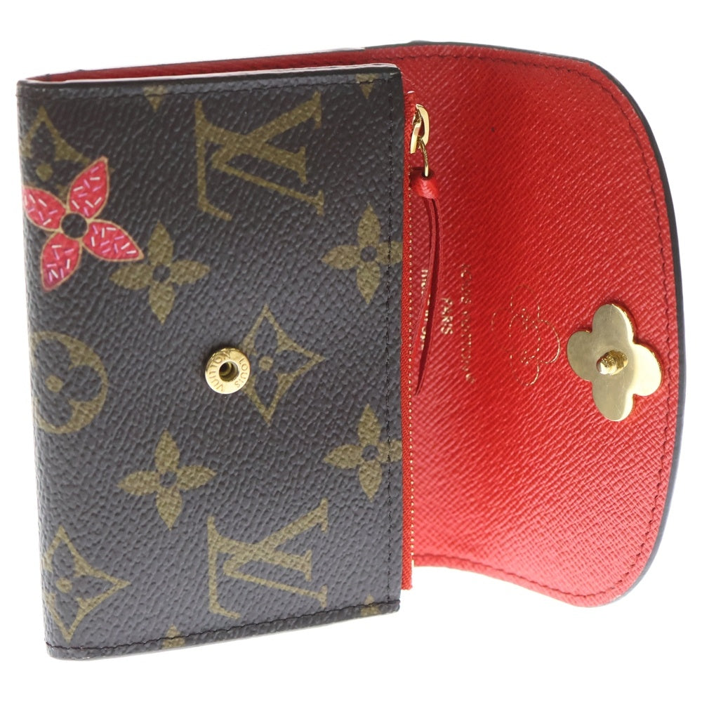 LOUIS VUITTON(ルイヴィトン) モノグラム ヴィヴィエンヌ ポルトモネ ロザリ コンパクトウォレット 三つ折り財布 ブラウン×レッド レザー×PVC M12220 ゴールド金具 レディース
