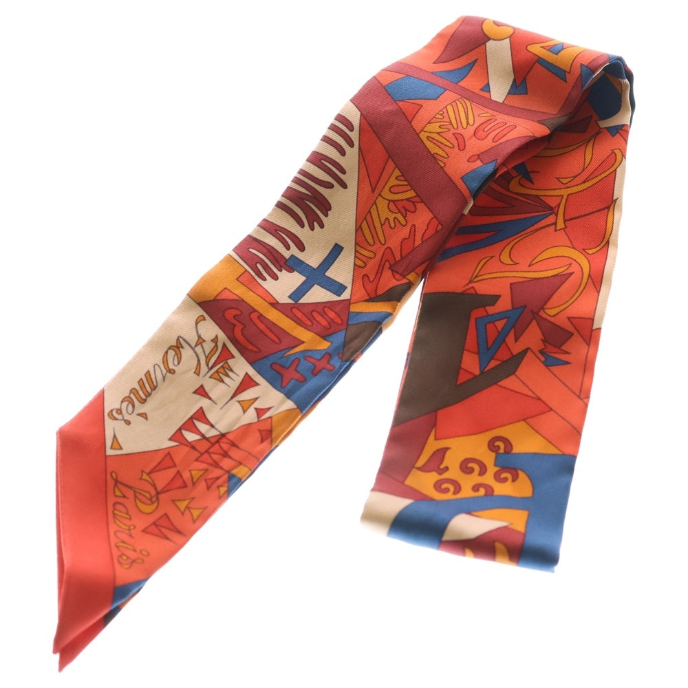 HERMES(エルメス) ツイリー Le Nombre D or ノンブルドール 黄金数 シルクルージュ スカーフ オレンジ×レッド レディース