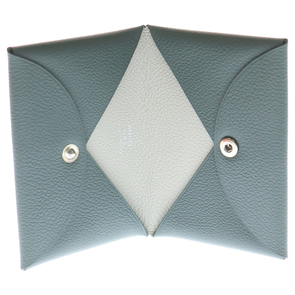 HERMES(エルメス) カルヴィ シェーブル グレー×ナタ 財布 小銭入れ D刻印