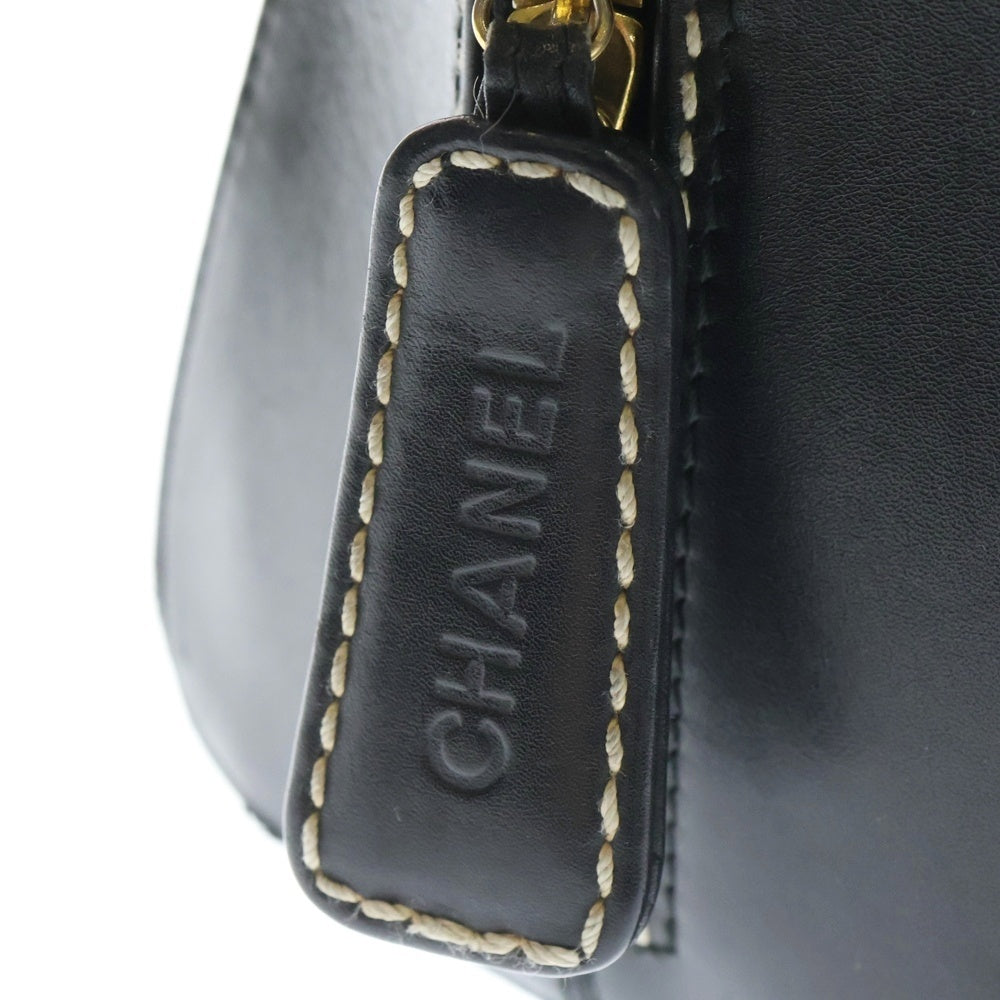 CHANEL(シャネル) ココマーク ワイルドステッチ ハンドバッグ ブラック レザー ゴールド金具 レディース