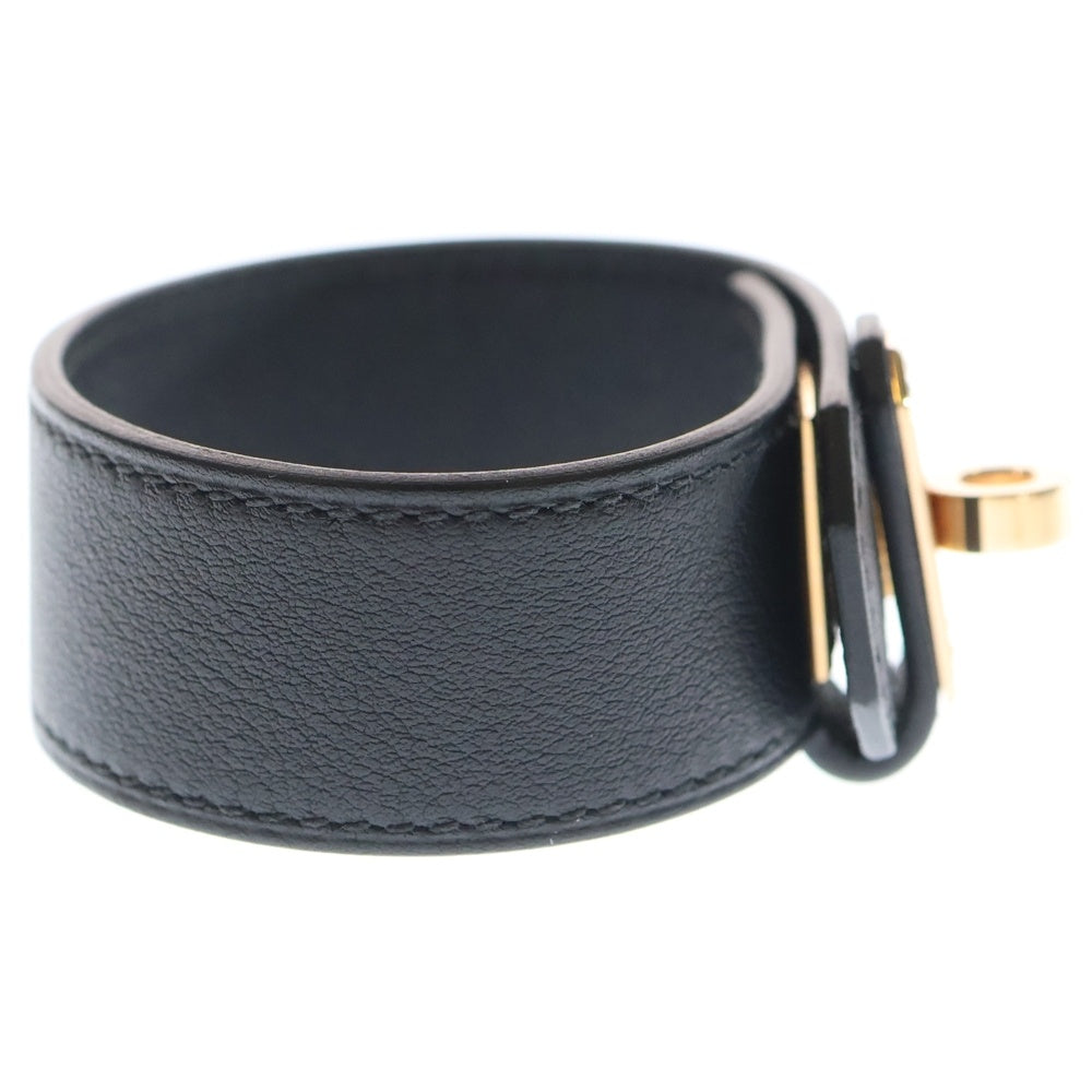 HERMES(エルメス) ケリーツイストPM ブレスレット バングル レザー ブラック ピンクゴールド金具 B刻印