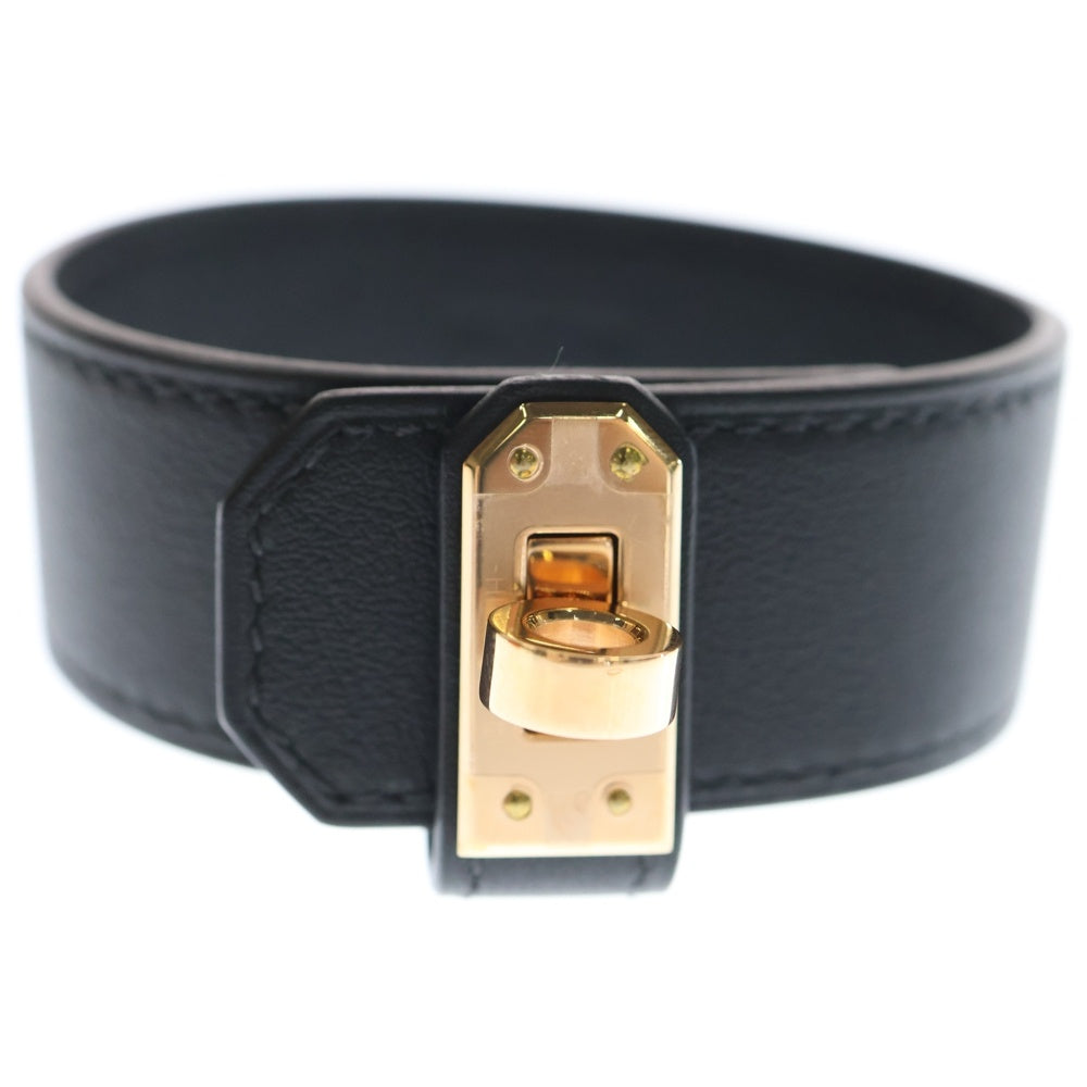 HERMES(エルメス) ケリーツイストPM ブレスレット バングル レザー ブラック ピンクゴールド金具 B刻印