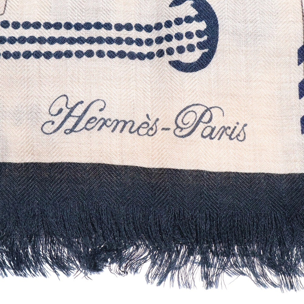 HERMES(エルメス) 23AW レクタングル コリエ・ド・シアン スカーフ ベージュ カシミヤシルク