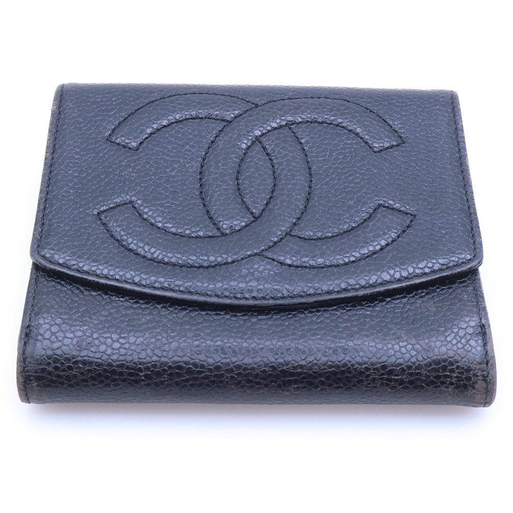 CHANEL(シャネル) ココマーク 2つ折り財布 ブラック キャビア レディース