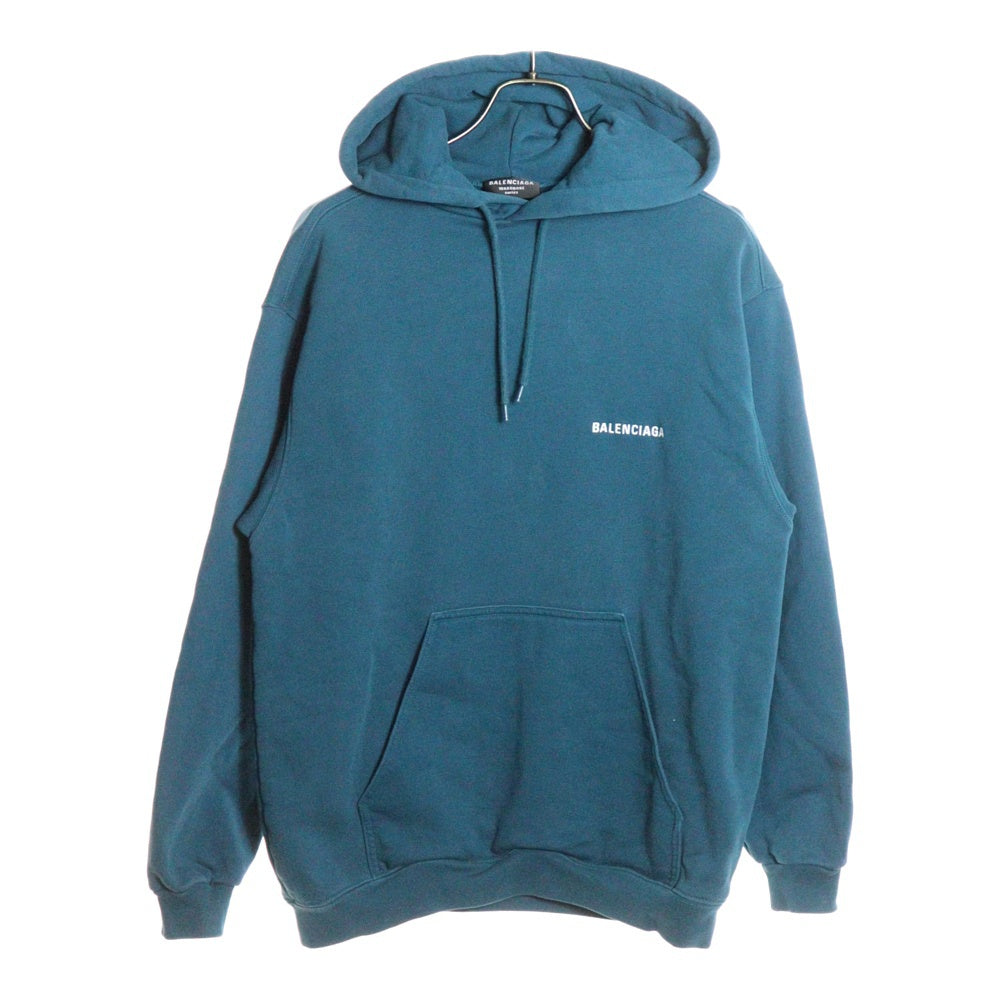 BALENCIAGA(バレンシアガ) 21SS MIDIUM FIT HOODIE ミディアム フィット フーディ ロゴ プルオーバーパーカー グリーン 600583