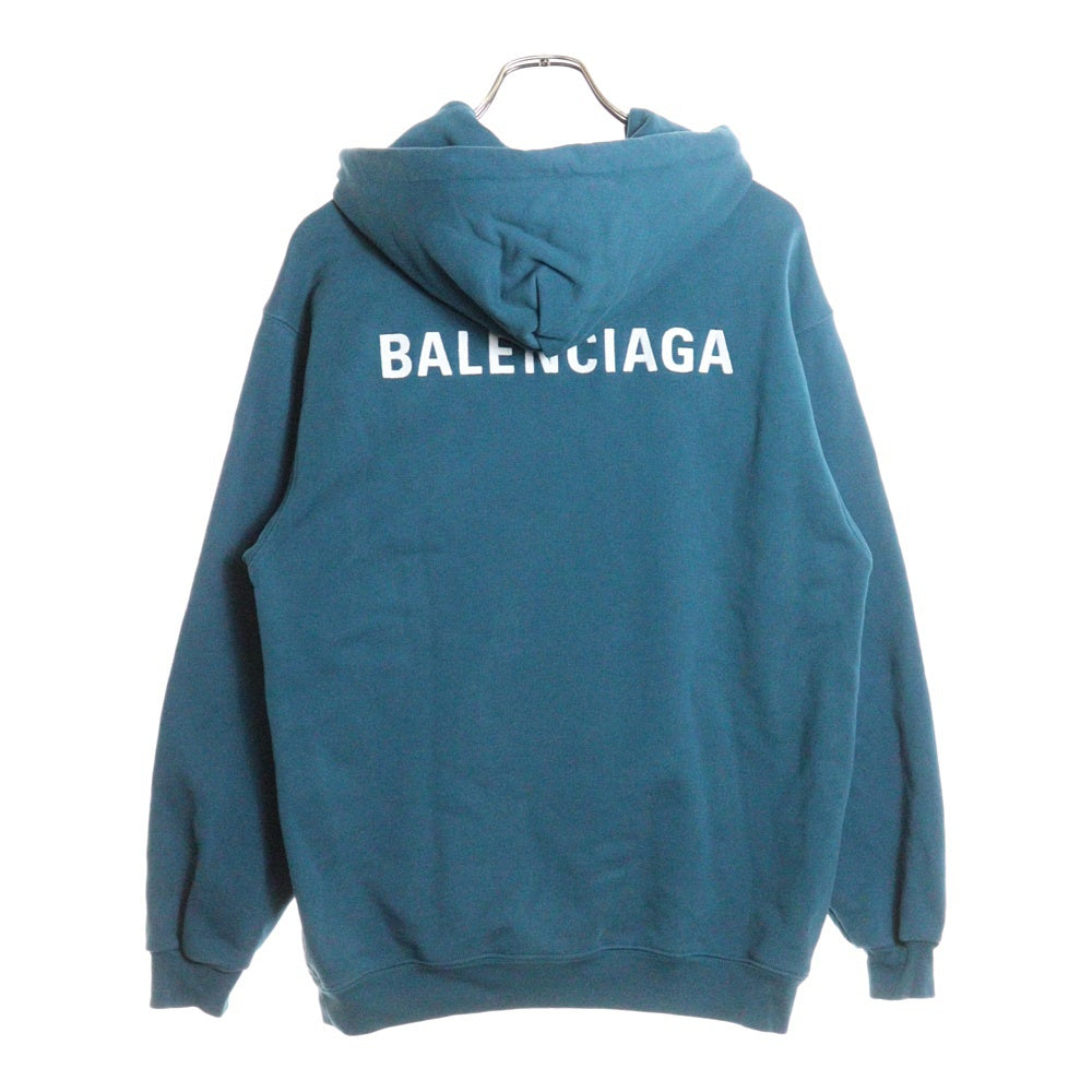 BALENCIAGA(バレンシアガ) 21SS MIDIUM FIT HOODIE ミディアム フィット フーディ ロゴ プルオーバーパーカー グリーン 600583