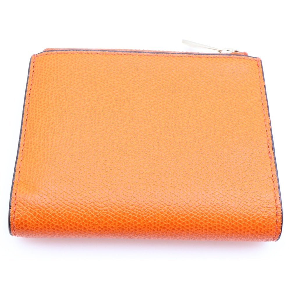 Valextra(ヴァレクストラ) 二つ折りコンパクト財布 ウォレット オレンジ レザー レディース