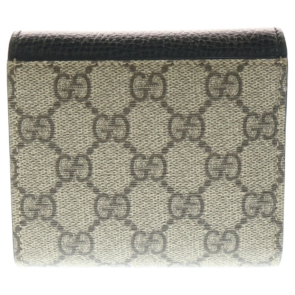 GUCCI(グッチ) ダブルG ミディアムウォレット コンパクトウォレット 三つ折り財布 ブラック×ベージュ レザー×PVC 598587 ゴールド金具