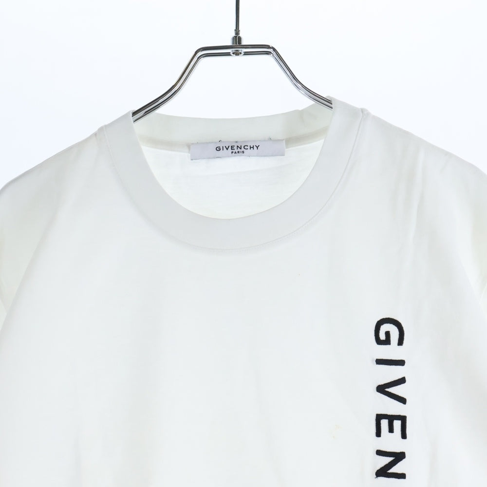 GIVENCHY(ジバンシィ) 19SS バーティカル ロゴ刺繍 クルーネック 半袖Tシャツ カットソー ホワイト BM70LV3002