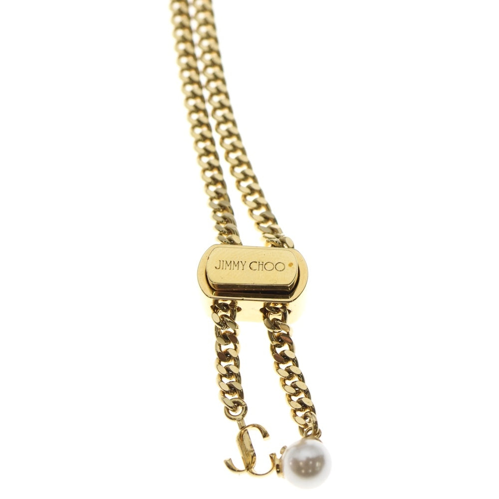 JIMMY CHOO(ジミーチュウ) パール X JCチャーム付き Gold フィニッシュメタル ネックレス GP ゴールド アクセサリー レディース