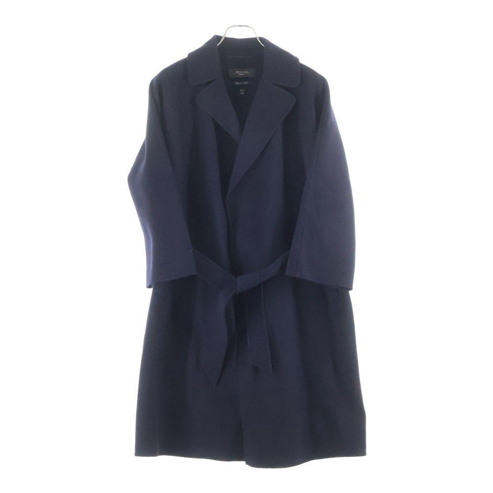 Max Mara(マックスマーラ) メルトンウール ベルト付き ガウン ロングコート ネイビー レディース 50160279