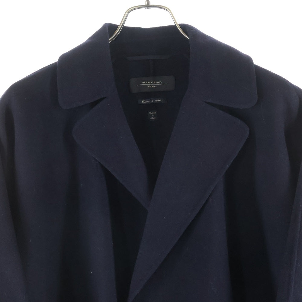 Max Mara(マックスマーラ) メルトンウール ベルト付き ガウン ロングコート ネイビー レディース 50160279