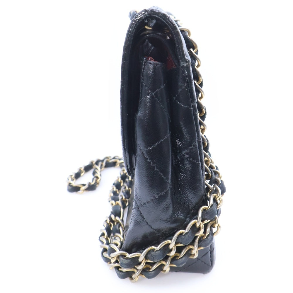 CHANEL(シャネル) マトラッセ パリ限定 ダブルフラップ ダブルチェーン ショルダーバッグ ブラック ラムスキン ゴールド金具 レディース