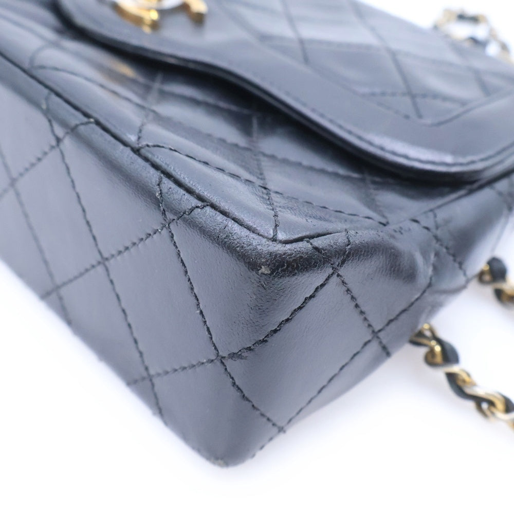 CHANEL(シャネル) マトラッセ パリ限定 ダブルフラップ ダブルチェーン ショルダーバッグ ブラック ラムスキン ゴールド金具 レディース