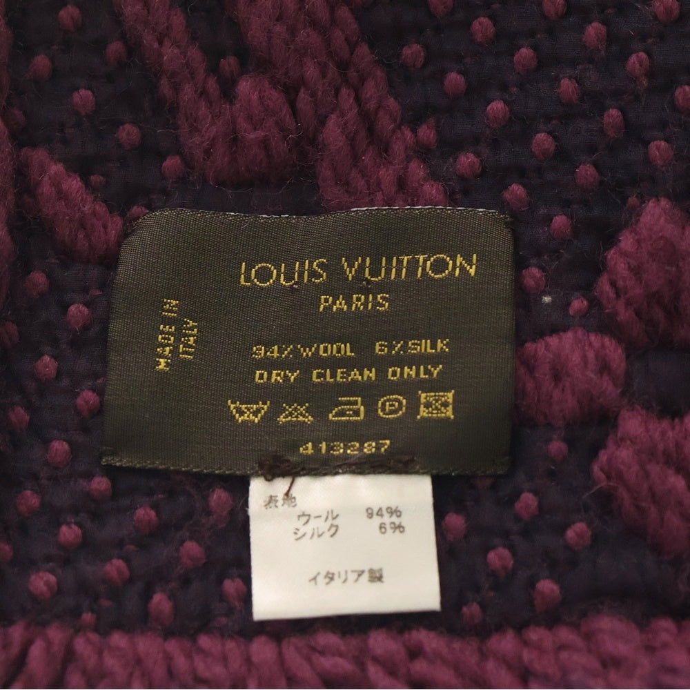 LOUIS VUITTON(ルイヴィトン) モノグラム エシャルプ・ロゴマニア フリンジマフラー ワインレッド M75703 レディース
