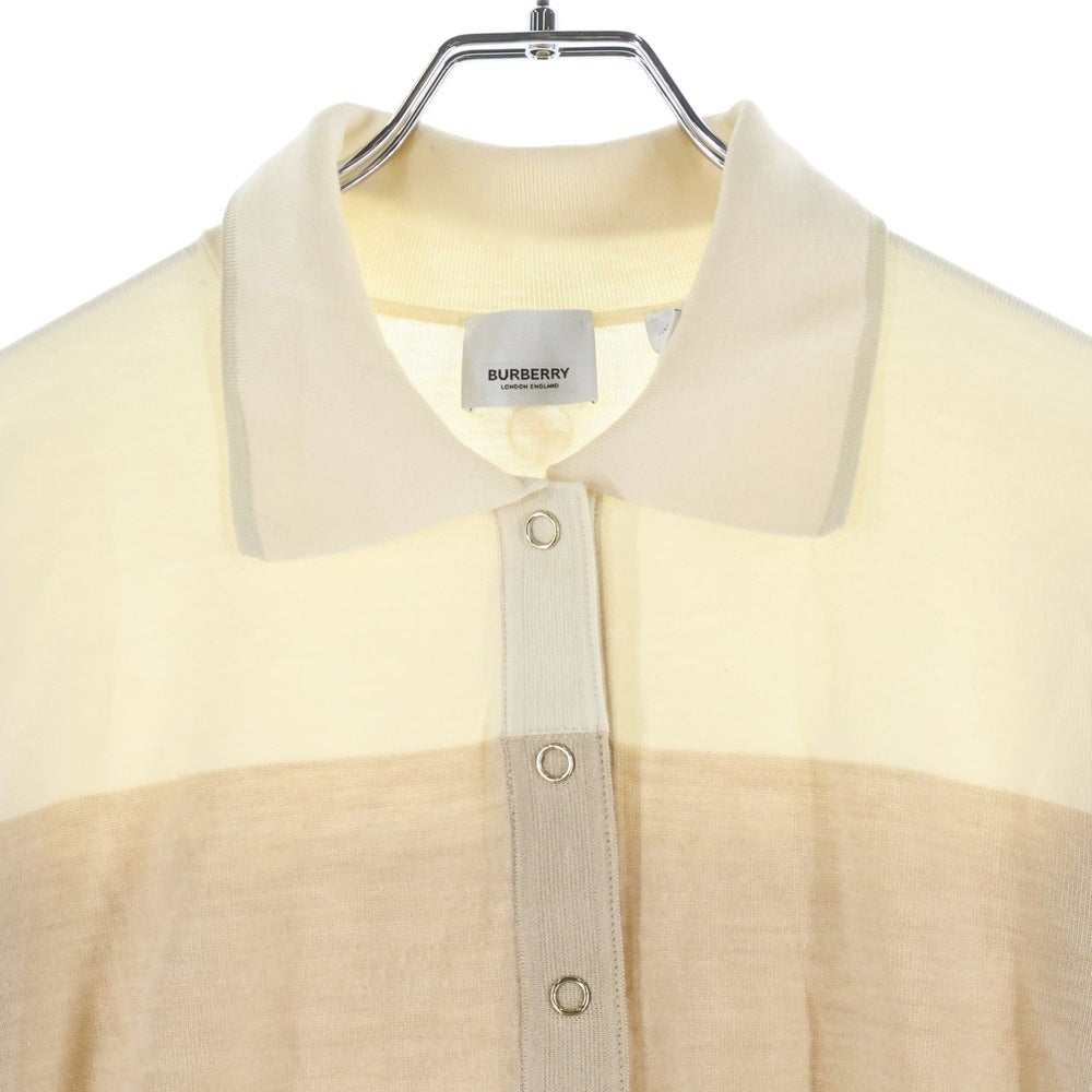 BURBERRY(バーバリー) バイカラー ウールニット ロングスリーブ 長袖ポロシャツ アイボリー/ベージュ 4548705 レディース