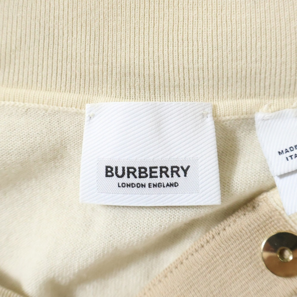 BURBERRY(バーバリー) バイカラー ウールニット ロングスリーブ 長袖ポロシャツ アイボリー/ベージュ 4548705 レディース