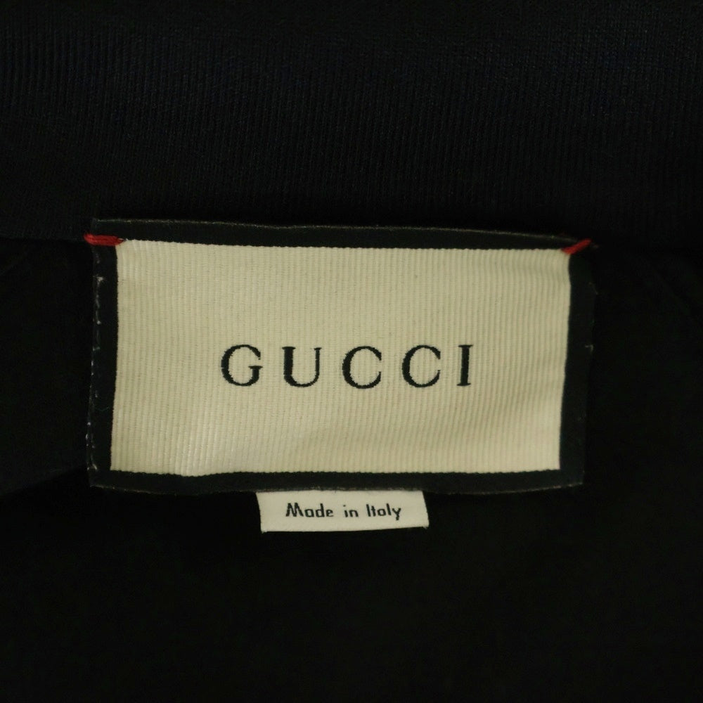 GUCCI(グッチ) サイドロゴライン テクニカルジャージー スタンドカラー ジップアップ トラックジャケット ブラック 474634