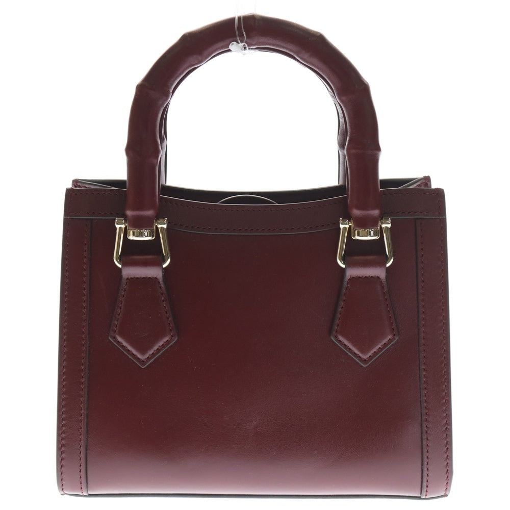 GUCCI(グッチ) ダイアナ GGマーモント バンブー レザー 2WAY ハンド ショルダーバッグ ゴールド金具 ボルドー 828356 レディース