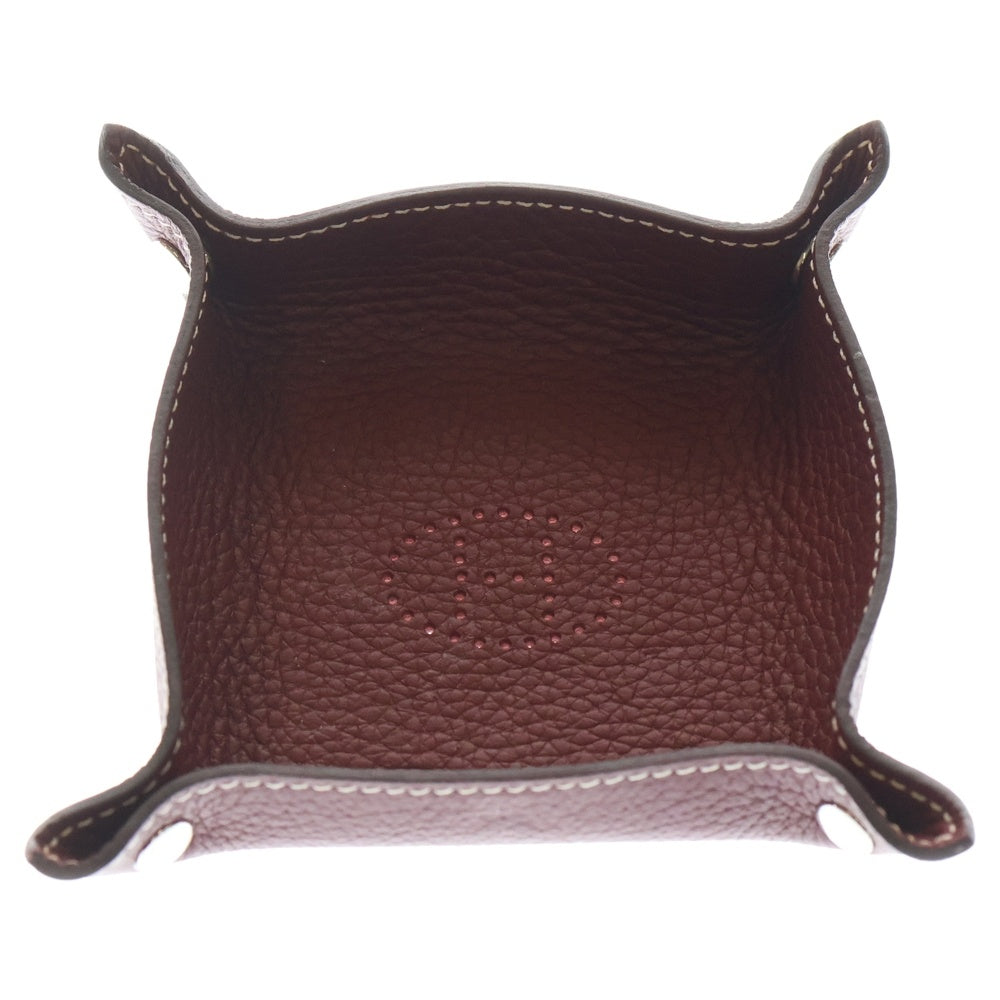 HERMES(エルメス) ヴィドポッシュ トレイ 小物入れ ケース レッド レザー シルバー金具 U刻印 レディース