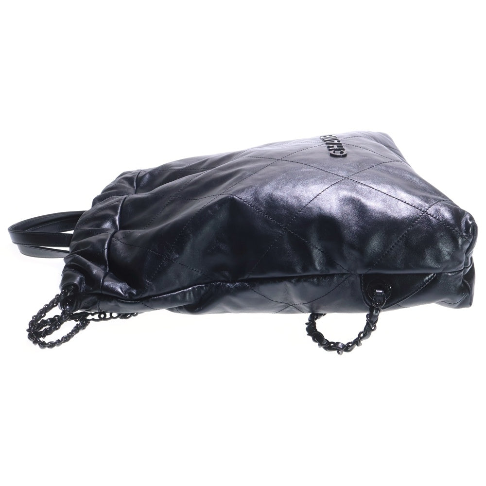 CHANEL(シャネル) シャネル22 シャイニーカーフスキン レザー チェーンショルダーバッグ バックパック リュックサック ブラック金具 ブラック レディース