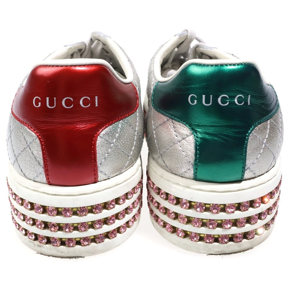 GUCCI(グッチ) ACE エース エンブロイダリー シェリーライン ラインストーン スニーカー シルバー 361/2 557878 レディース
