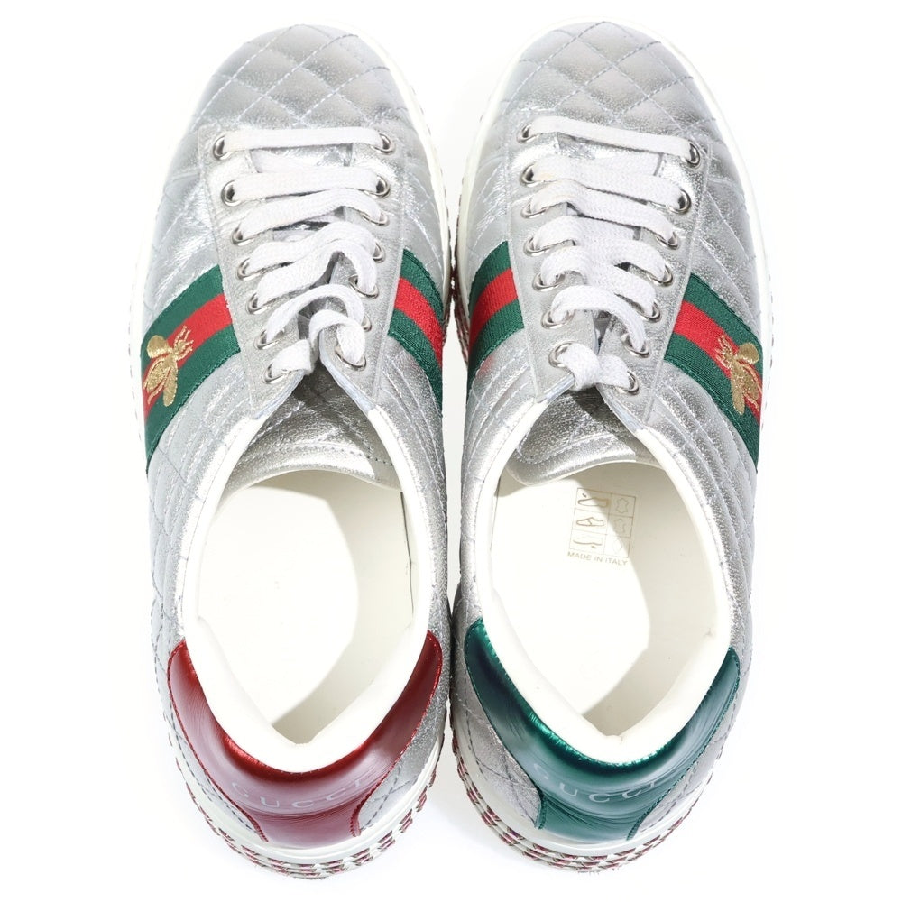 GUCCI(グッチ) ACE エース エンブロイダリー シェリーライン ラインストーン スニーカー シルバー 361/2 557878 レディース