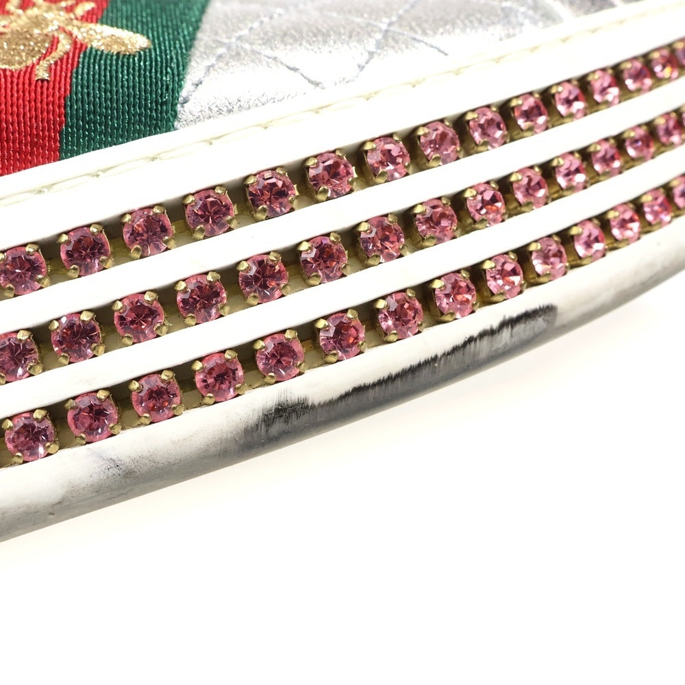 GUCCI(グッチ) ACE エース エンブロイダリー シェリーライン ラインストーン スニーカー シルバー 361/2 557878 レディース