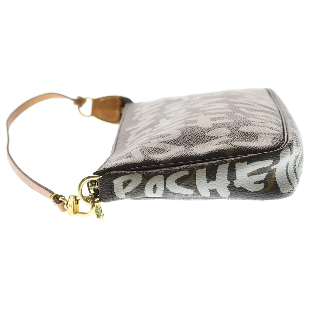 LOUIS VUITTON(ルイヴィトン) モノグラムグラフィティ ポシェットアクセソワール ハンドバッグ ブラウン レザー×PVC M92192 ゴールド金具