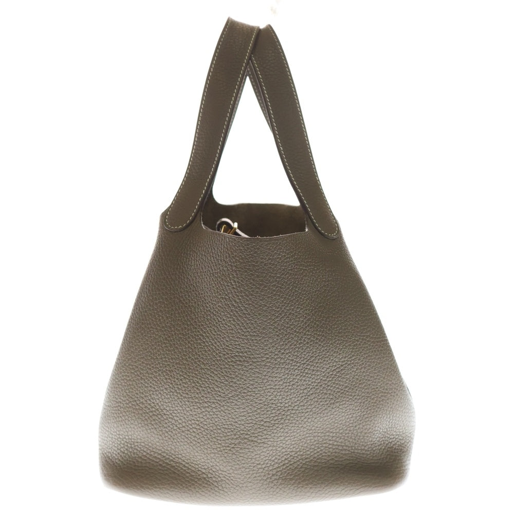 HERMES(エルメス) ピコタンロックMM トリヨン レザーハンドバッグ エトゥープ ゴールド金具 C刻印 レディース